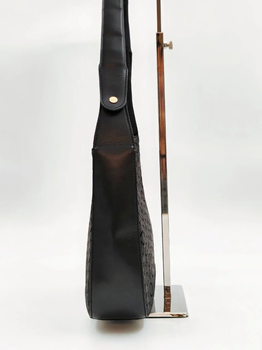 Celine Black Macadam Canvas Leather Shoulder Bag Hobo